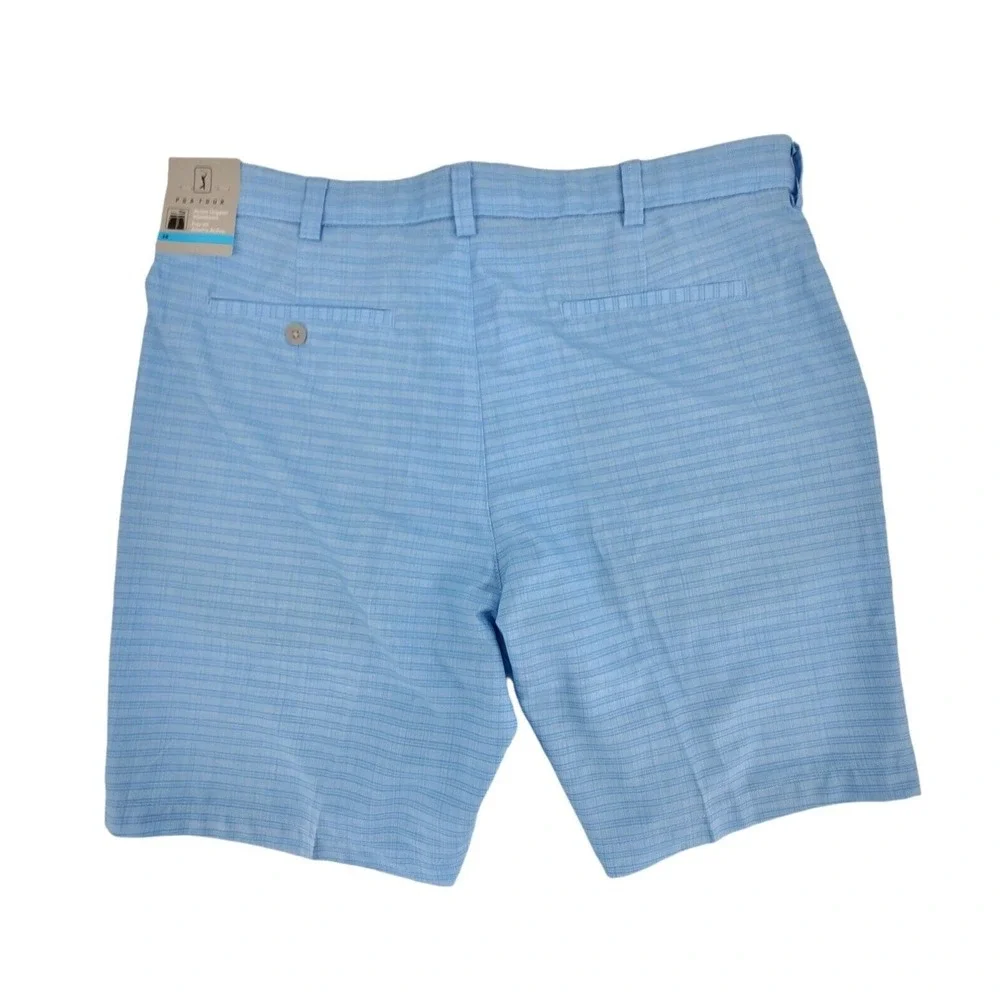 PGA Tour Mens 36 Golf Shorts Blue Performance Stretch‎ 8 Inseam Flat Front NWT